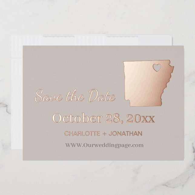 Arkansas Wedding speichern das Datum Rose Gold Folieneinladung (Briefumschlag)