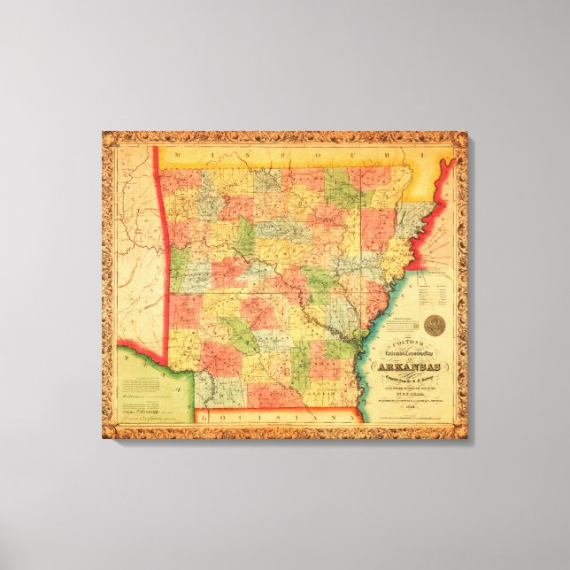 ArkansasPanoramakarte Arkansas Leinwanddruck (Vorderseite)
