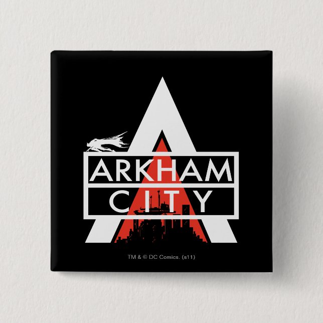 Arkham City Logo weiß Button (Vorderseite)