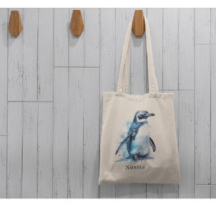Arktis Azure Wasserfarben Pinguin, individuell Tragetasche