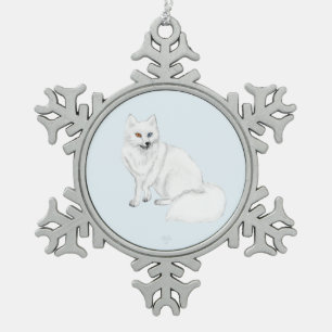 Arktis-Fuchs-Feiertags-Schneeflocken-Rahmen-Orname Schneeflocken Zinn-Ornament