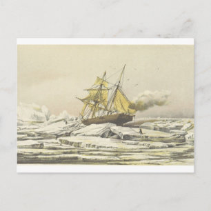 Arktis-Schiff Franklin-Expedition Lithographie Feiertagspostkarte