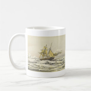 Arktis-Schiff Franklin-Expedition Lithographie Kaffeetasse