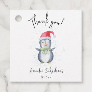Arktis süßer Pinguin Danke Baby Shower  Geschenkanhänger