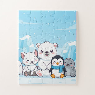 Arktis-Tiere Kinderpuzzle Süßer Eisbär Fuchs P