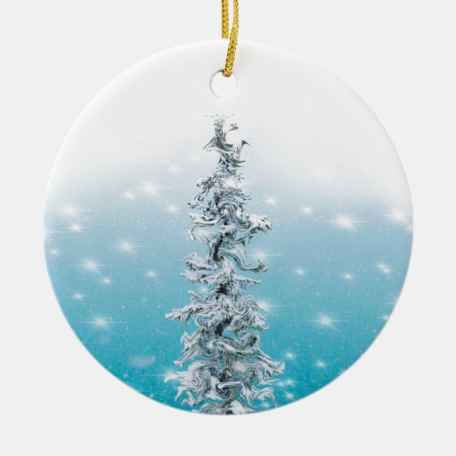 Arktisch blau gefroren frostig silber funkeln imme keramik ornament (Vorne)
