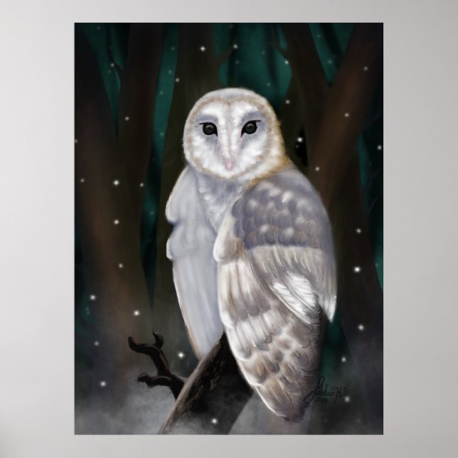 Arktische Eleganz: Schneebesen im Winterwald Poster (Vorne)