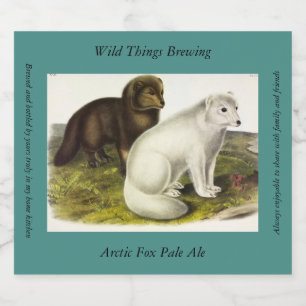Arktische Focken (Weißfuchs, Polarfox, Schneefräse Bierflaschenetikett