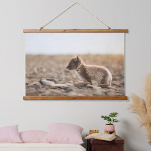 Arktische Fox Wandteppich Mit Holzrahmen