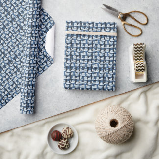 Arktische Füchse Winter Weihnachten Tartan Kariert Geschenkpapier