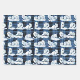 Arktische Füchse Winter Weihnachten Tartan Kariert Geschenkpapier Set