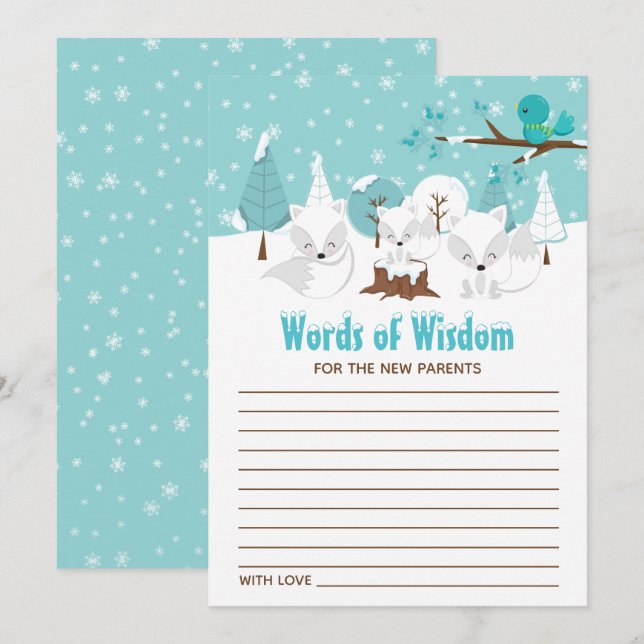 Arktische Füchse Winter Wunderland Worte der Weish Einladung (Vorne/Hinten)