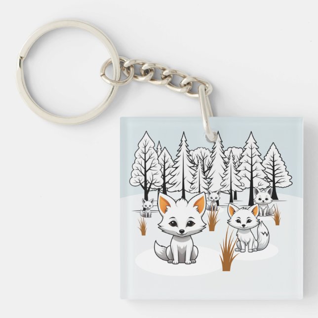 Arktische Füchse - Winterlandschaft Schlüsselanhänger (Vorderseite)