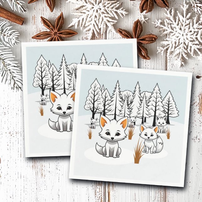 Arktische Füchse - Winterlandschaft Serviette (Von Creator hochgeladen)