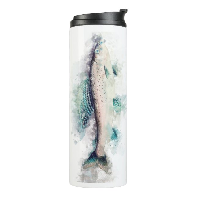 Arktische Grayling Familienfahrt Thermosbecher (Nach links gedreht)