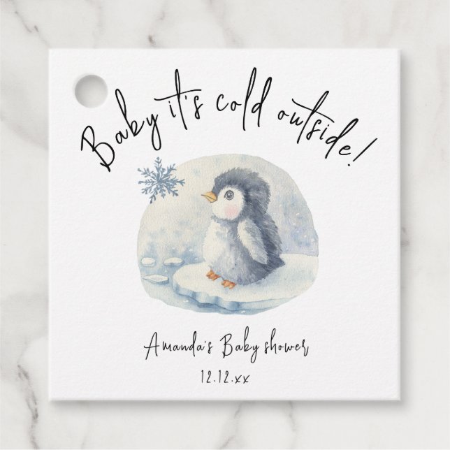Arktische niedliche Penguin - Baby draußen kalt Geschenkanhänger (Vorderseite)