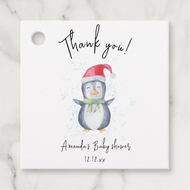 Arktische niedliche Penguin danke Babydusche Geschenkanhänger (Vorderseite)