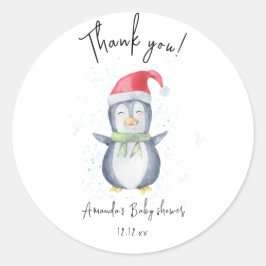 Arktische niedliche Penguin danke Babydusche Runder Aufkleber
