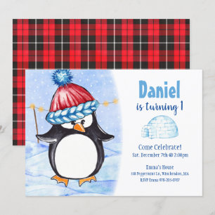 Arktische Penguin Kindergeburtstag Party Einladung