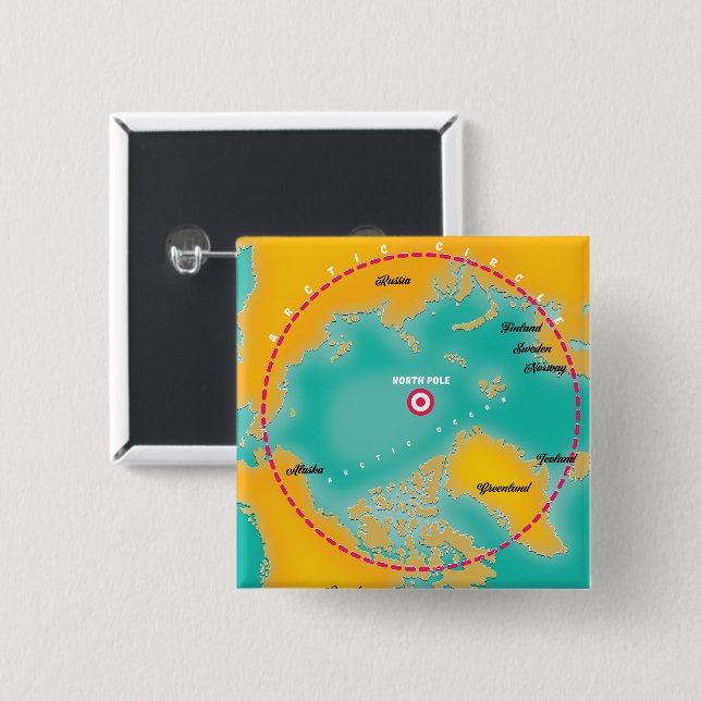 Arktische Region Nordpol Karte Button (Vorne & Hinten)