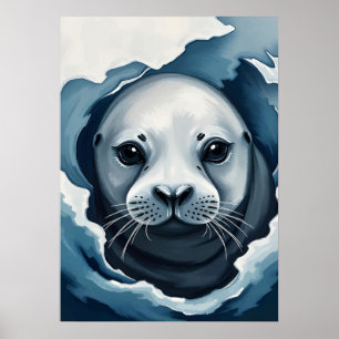 Arktische Robbe Nahaufnahme – Winter-Wildtier Poster