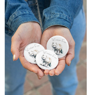 Arktische Schönheit: Winter Fox Custom Button