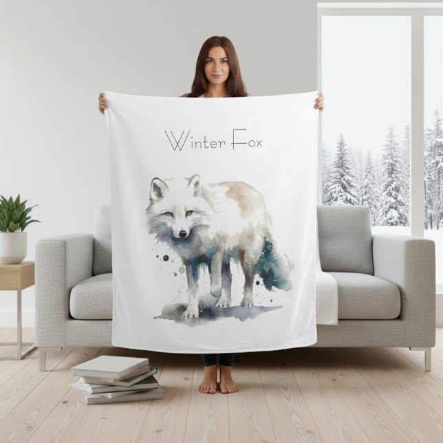 Arktische Schönheit: Winter Fox Custom Fleecedecke (Von Creator hochgeladen)
