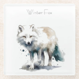 Arktische Schönheit: Winter Fox Custom Glasuntersetzer