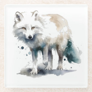 Arktische Schönheit: Winter Fox Glasuntersetzer