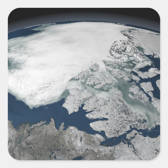 Arktische See Eis über Nordamerika Quadratischer Aufkleber (Vorderseite)