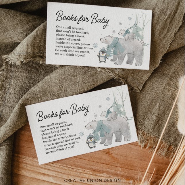 Arktische Tierbücher für Babyduschkarte Begleitkarte (Von Creator hochgeladen)