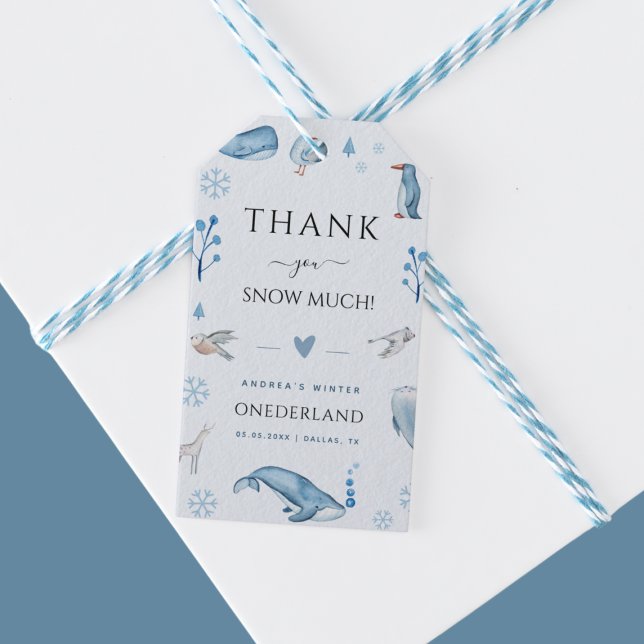 Arktische Tiere Blue Winter Onederland 1. Geburtst Geschenkanhänger (Von Creator hochgeladen)