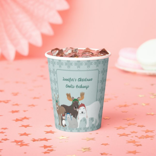 Arktische Tiere im Winter Hats Weihnachts-Party Pappbecher (Insitu)