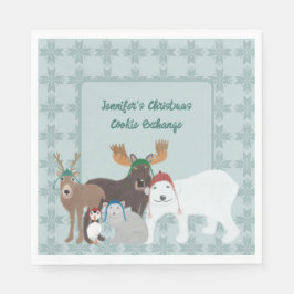 Arktische Tiere im Winter Hats Weihnachts-Party Serviette