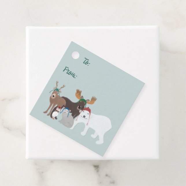 Arktische Tiere in den Winterhasen Weihnachten Geschenkanhänger (Beispiel)