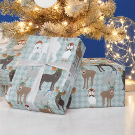 Arktische Tiere in den Winterhasen Weihnachten Geschenkpapier