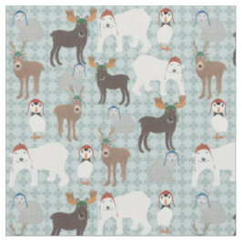 Arktische Tiere in den Winterhasen Weihnachten Stoff