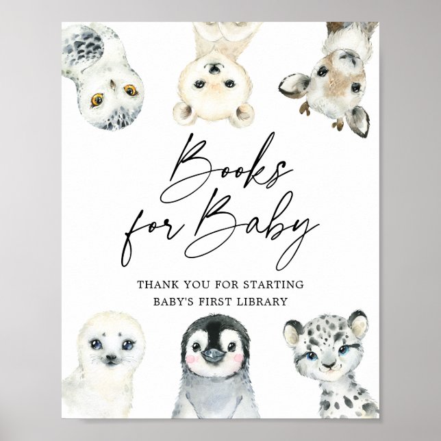Arktische Tiere Kinderduschbücher für Babysignatur Poster (Vorne)