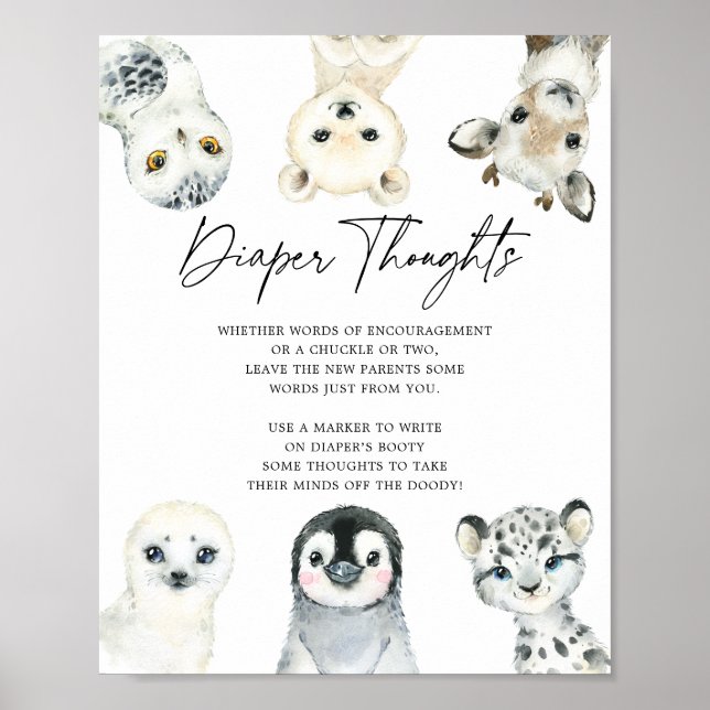 Arktische Tiere Kinderdusche Windeln Gedanken Unte Poster (Vorne)