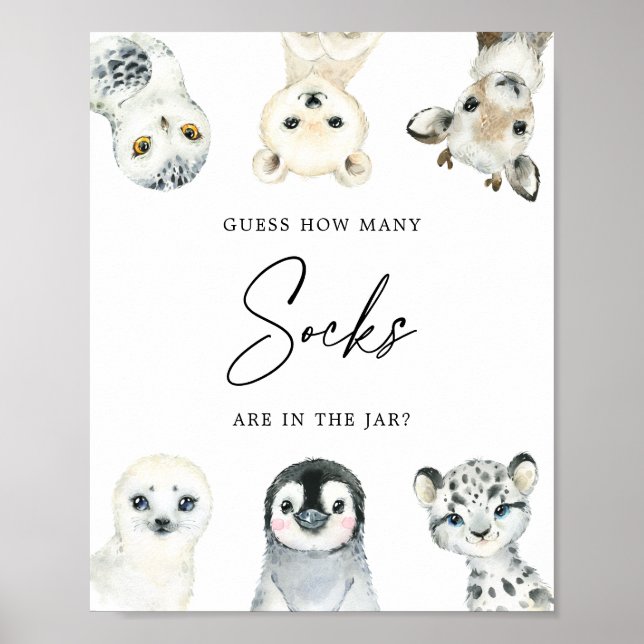 Arktische Tiere schätzen, wie viele Socken signier Poster (Vorne)