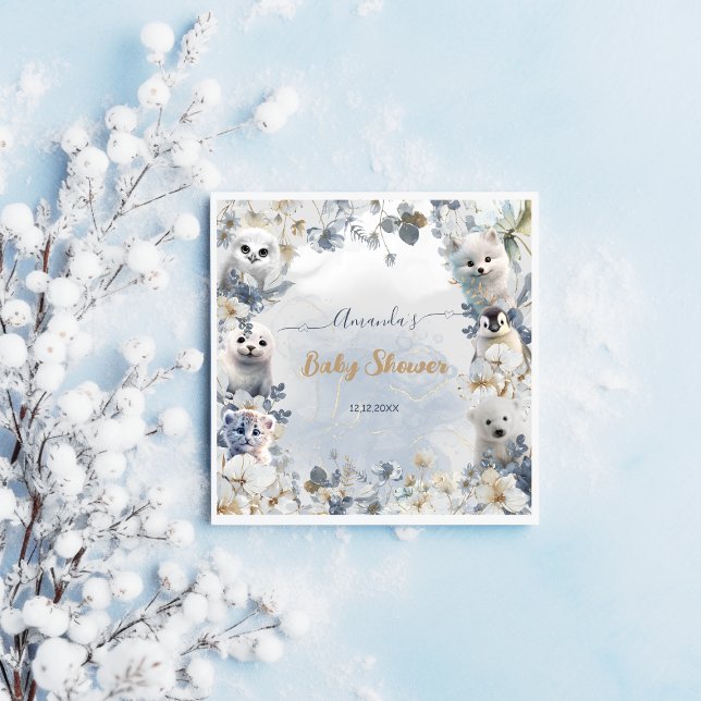 Arktische Tiere Winter Baby Dusche Serviette (Von Creator hochgeladen)