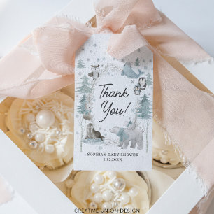 Arktische Tiere Winter Baby Shower Dankeschön Etik Geschenkanhänger
