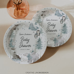 Arktische Tiere Winter Baby Shower Papier Teller