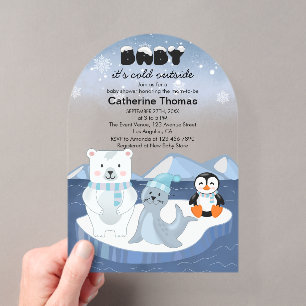 Arktische Tierwelt Winter Wonderland Babyparty Acryleinladungen