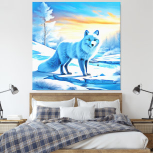 Arktische Winterfoxschnee Leinwanddruck