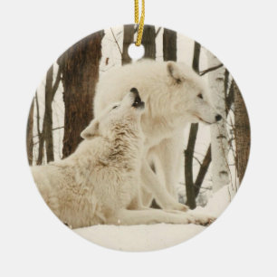 Arktische Wölfe im Winter Keramik Ornament