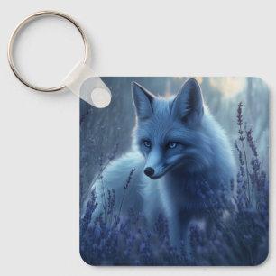 Arktischer Fox auf dem Lavendelfeld bei der Dämmer Schlüsselanhänger