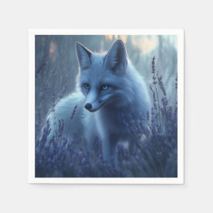 Arktischer Fox auf dem Lavendelfeld bei der Dämmer Serviette