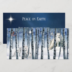Arktischer Fox im Winterwald mit Star Holiday Card Feiertagskarte