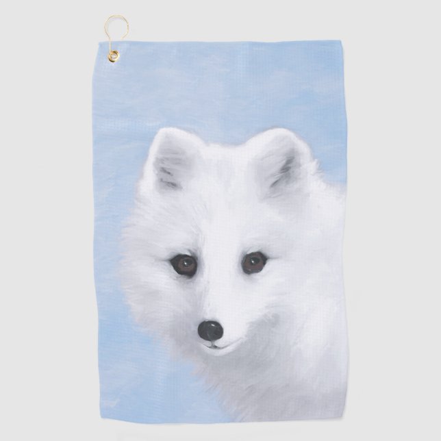 Arktischer Fox-Malerei - ursprüngliche Tier-Kunst Golfhandtuch (Vorderseite)